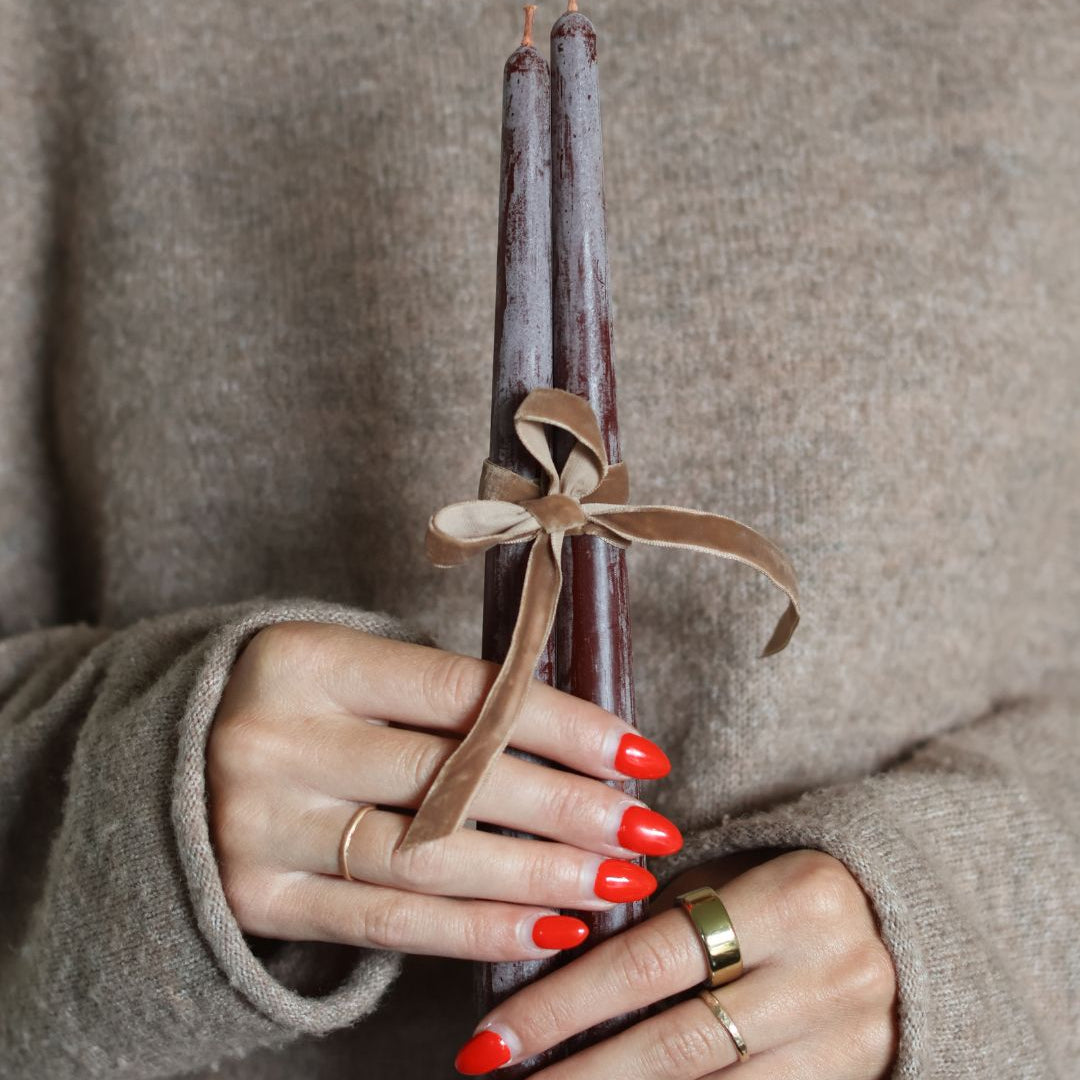 Red 10" Beeswax Taper Candles