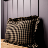 Ruffle Lumbar Pillow - Olive Green Gingham