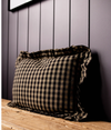 Ruffle Lumbar Pillow - Olive Green Gingham