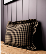 Ruffle Lumbar Pillow - Olive Green Gingham