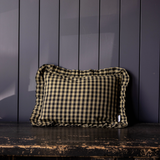 Ruffle Lumbar Pillow - Olive Green Gingham