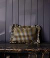 Ruffle Lumbar Pillow - Olive Green Gingham
