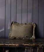 Ruffle Lumbar Pillow - Olive Green Gingham