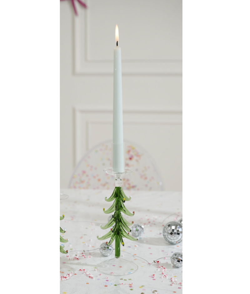 Fir Tree Glass Taper Candleholder
