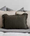 Ruffle Lumbar Pillow - Olive Green Gingham