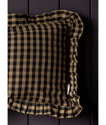 Ruffle Lumbar Pillow - Olive Green Gingham