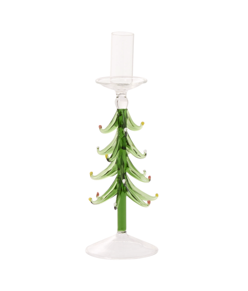 Fir Tree Glass Taper Candleholder