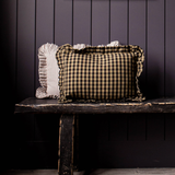 Ruffle Lumbar Pillow - Olive Green Gingham
