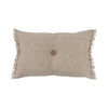 Linen And Cotton Tufted Two-Sided Lumbar Pillow with Button & Fringe