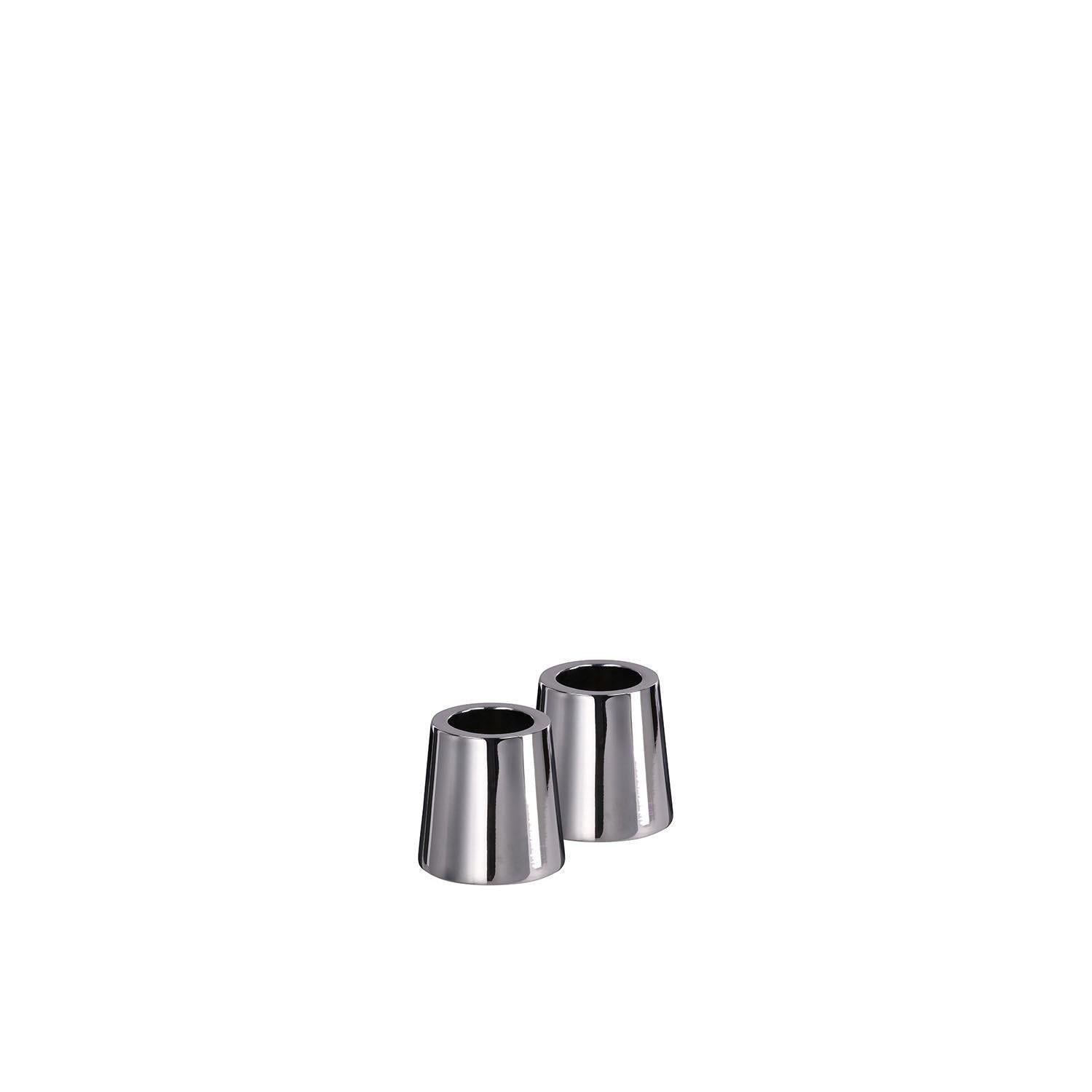 Light Candleholder Mini Taper, Chrome, 2-pack, 0,9 x 0,9"