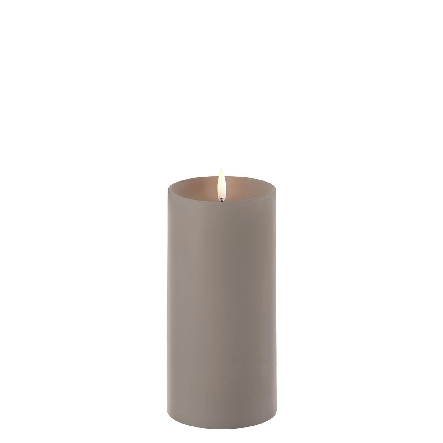 LED Pillar Candle w. shoulder, Sandstone, Smooth, 3 x 6"