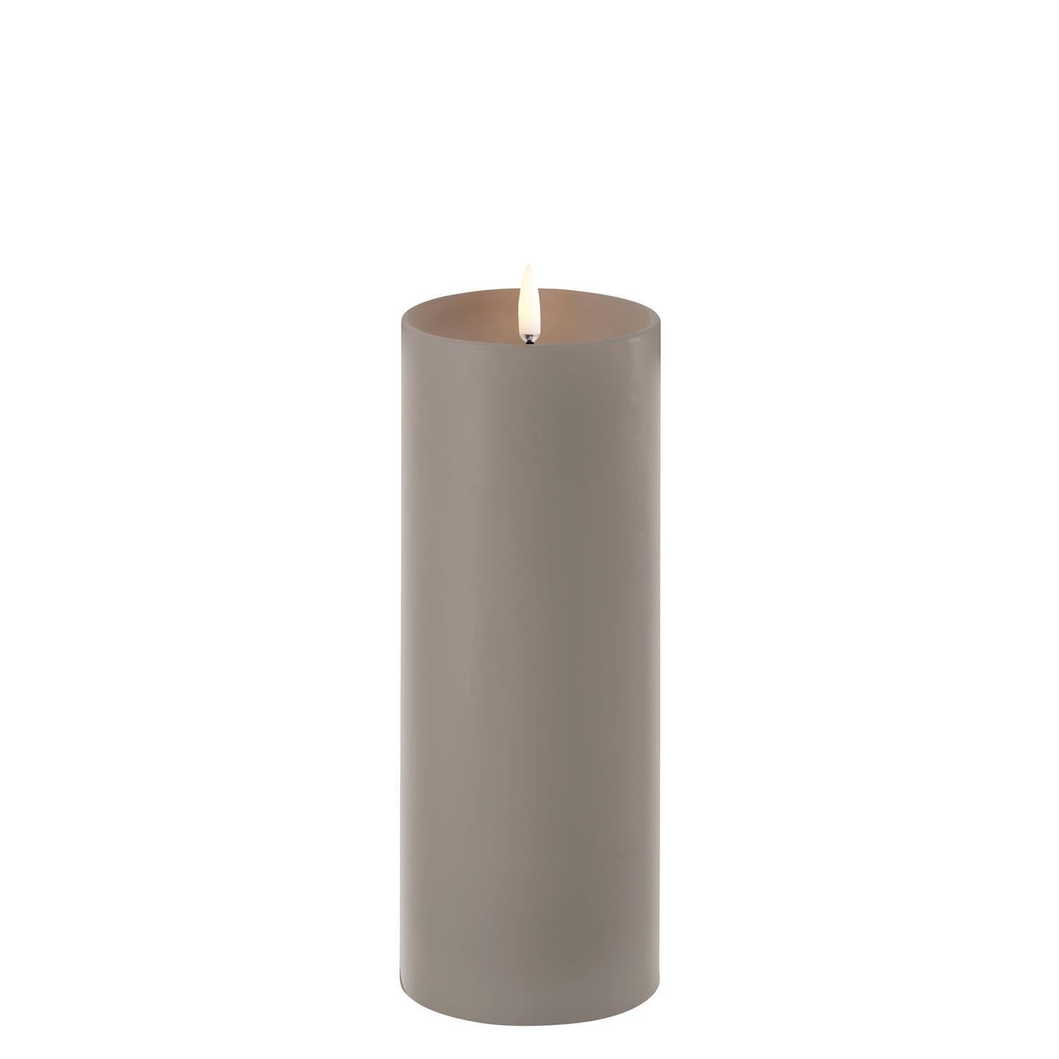 LED Pillar Candle w. shoulder, Sandstone, Smooth, 3 x 8"