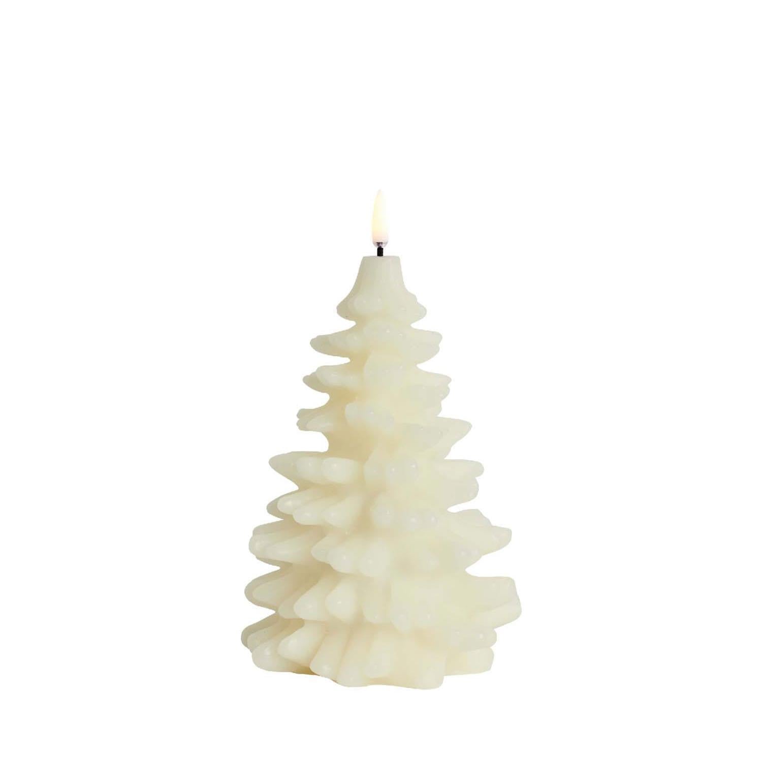 LED Candle Christmas Tree, Ivory, Smooth, 4,3 x 7,1"