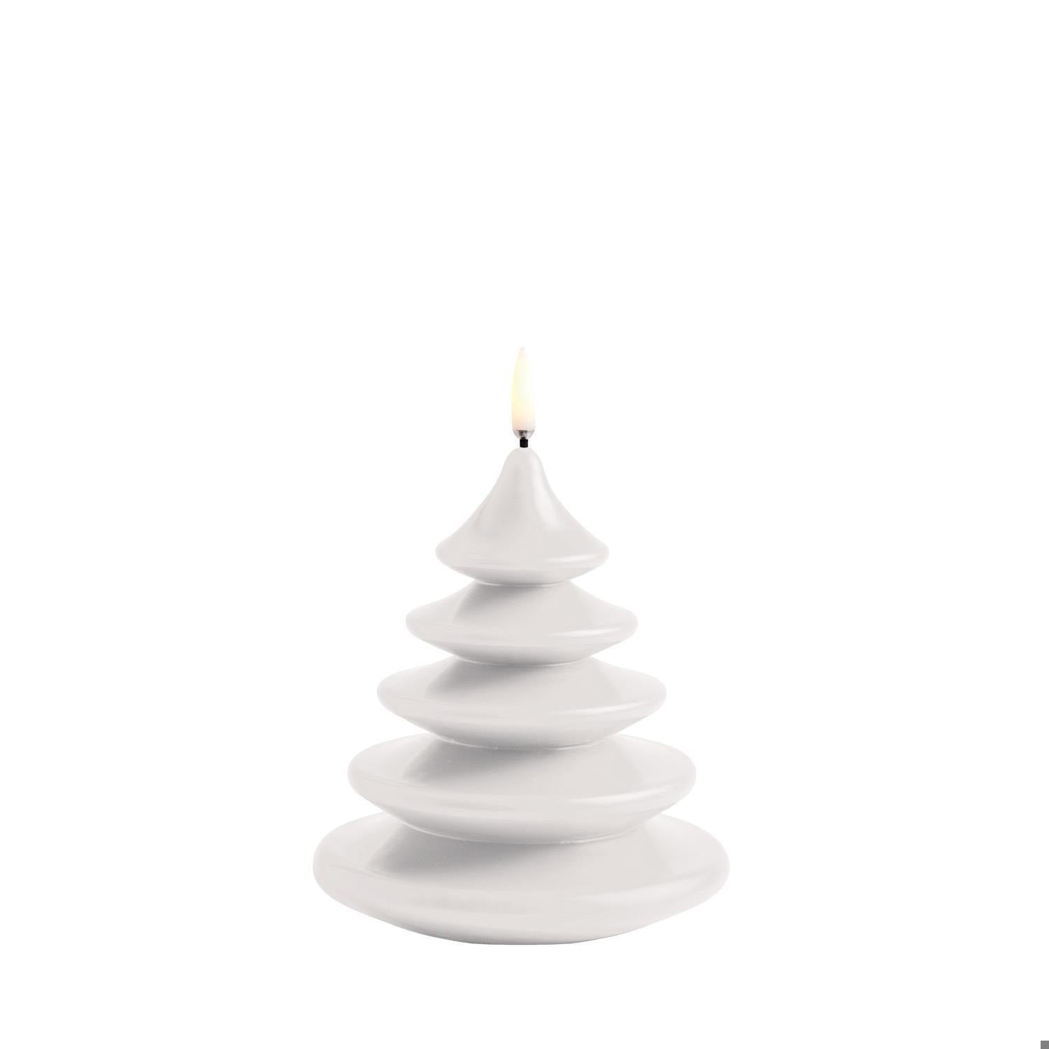 LED Christmas Tree Figure Candle, Nordic White, Smooth, 5.1 x 5.9"