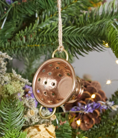 Hammered Copper & Gold Colander Ornament