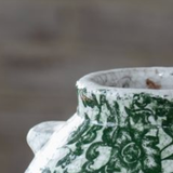Green Floral Squat Vase