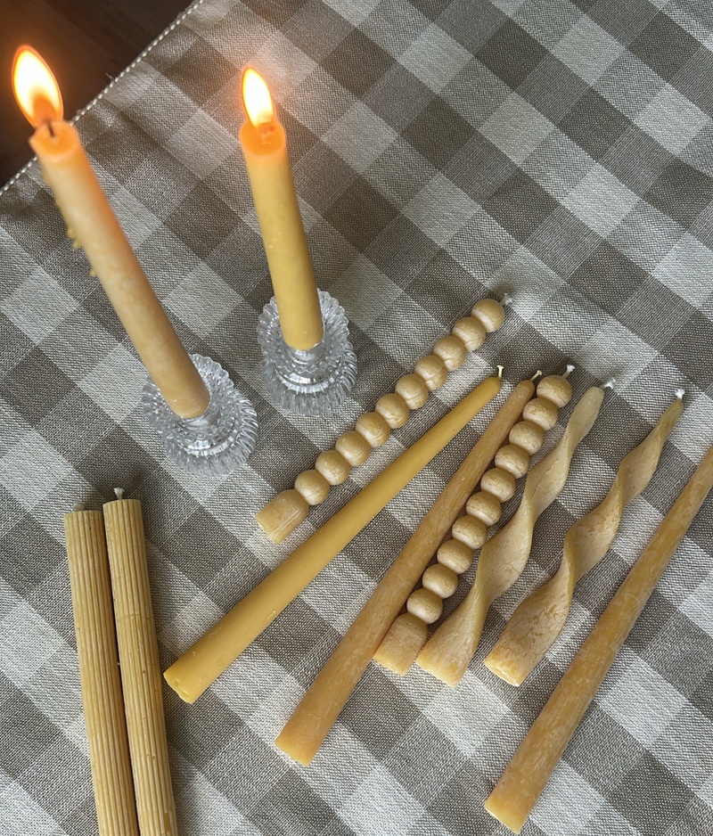 10" Beeswax Taper Candles