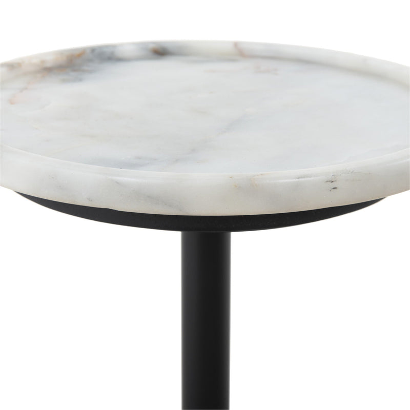 Viola Accent Table - Polished White Marble