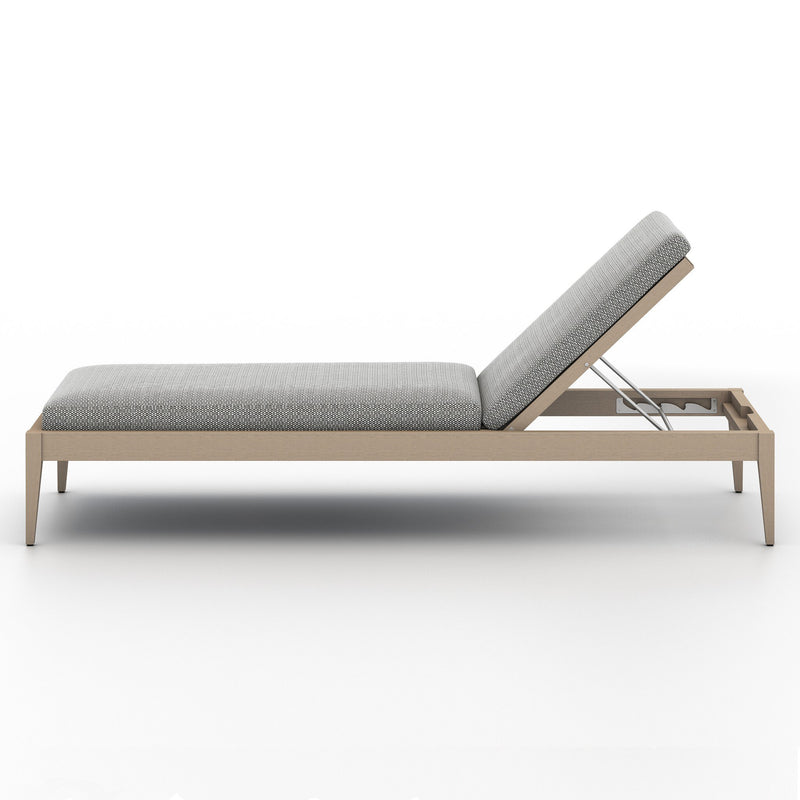 Sherwood Outdoor Chaise, Washed Brown - Faye Ash