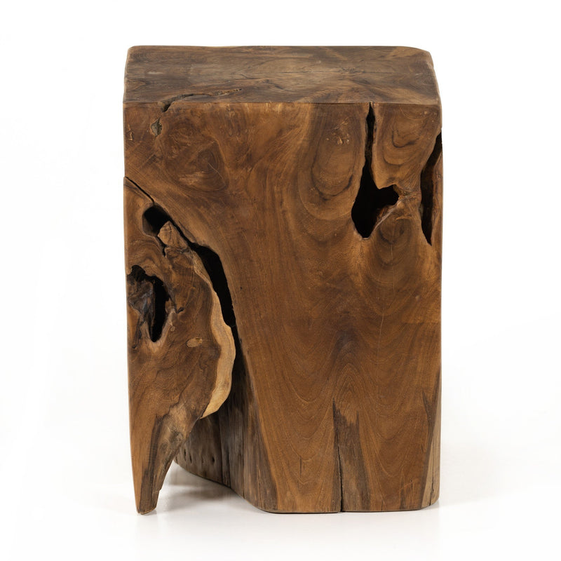 Teak Square Stool - Aged Natural Teak