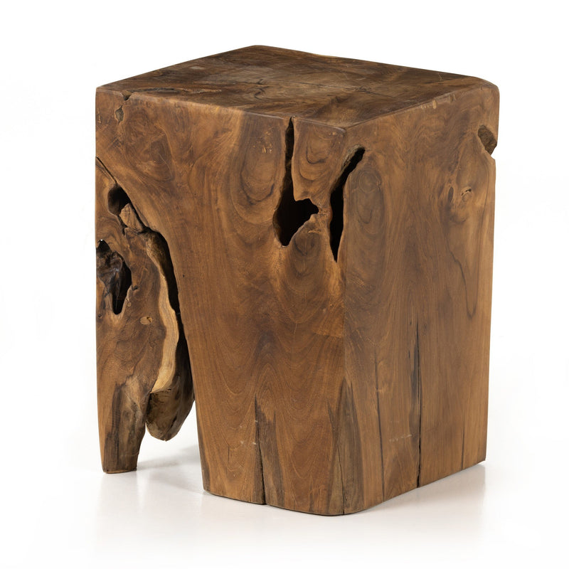 Teak Square Stool - Aged Natural Teak