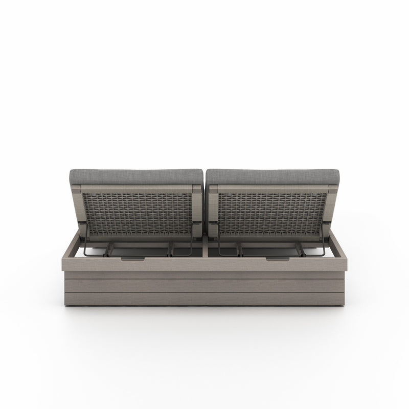 Leroy Outdoor Double Chaise, Weathered Grey - Venao Charcoal