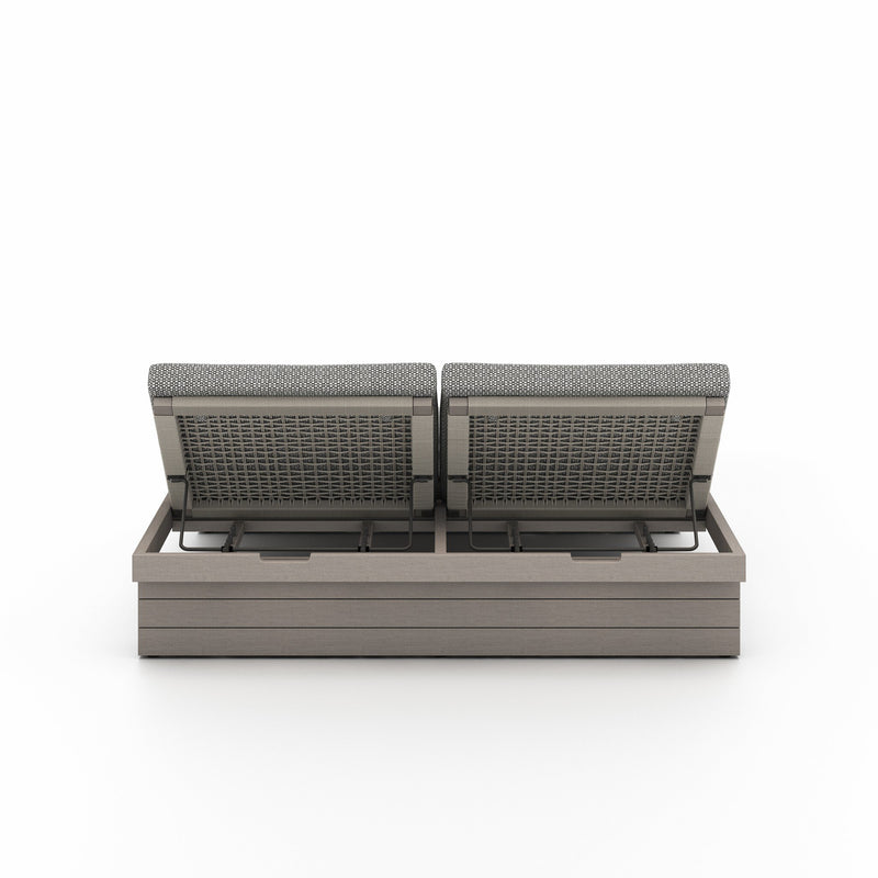 Leroy Outdoor Double Chaise, Weathered Grey - Faye Ash