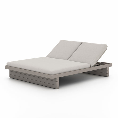 Leroy Outdoor Double Chaise, Weathered Grey - Venao Grey