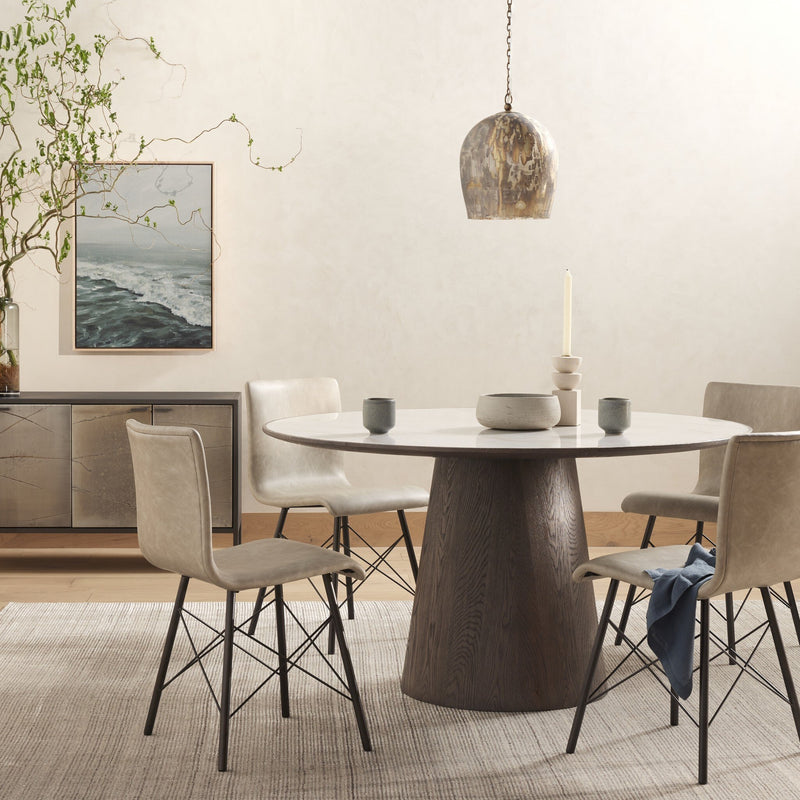 Skye Round Dining Table - White Marble