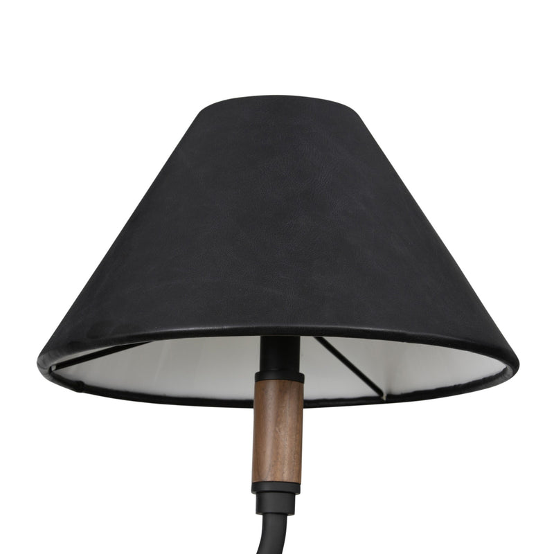 Cullen Linear Double Pendant - Black Leather