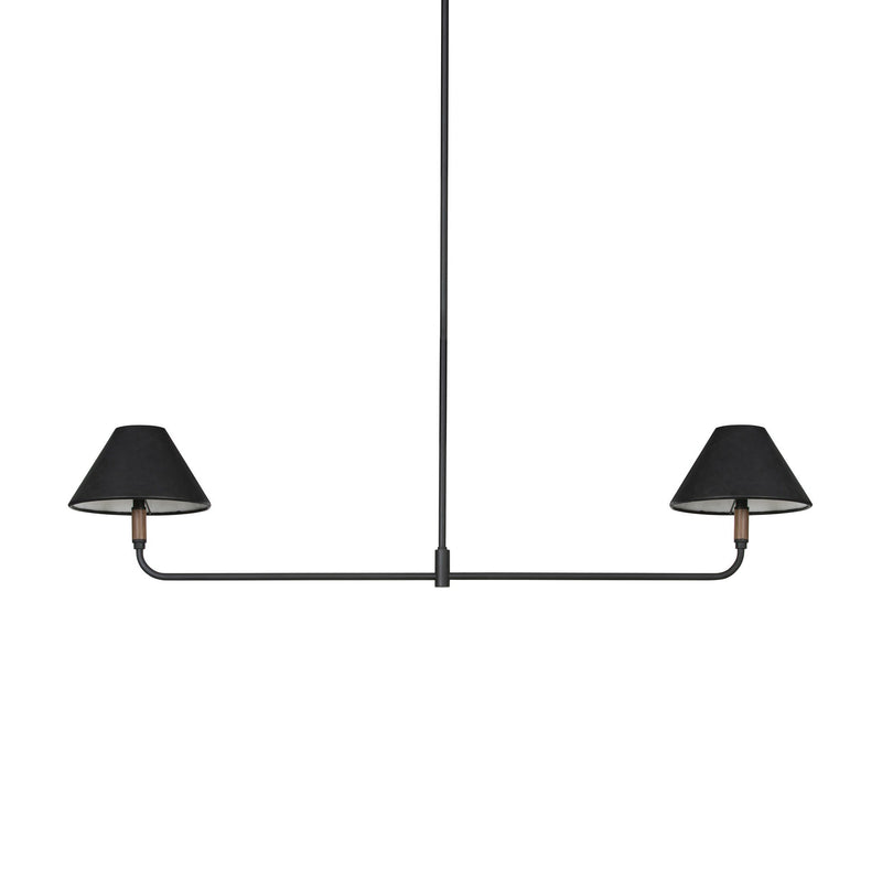 Cullen Linear Double Pendant - Black Leather