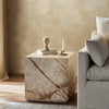 Modern Marble Plinth End Table - Desert Taupe Marble