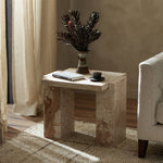 Romano End Table - Desert Taupe Marble