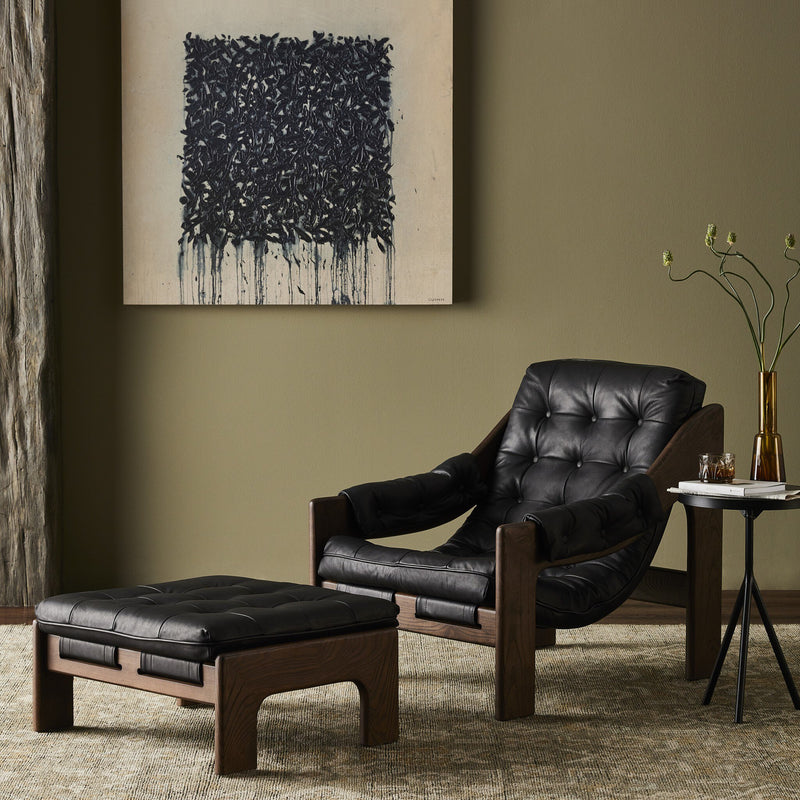 Halston Chair With Ottoman - Heirloom Black