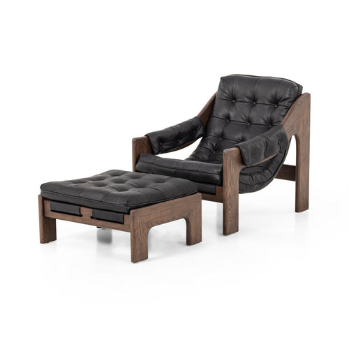 Halston Chair With Ottoman - Heirloom Black