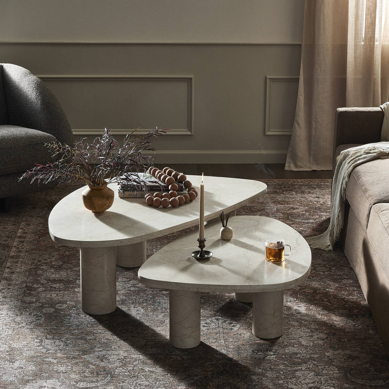 Zion Nesting Coffee Tables - Cream Marble