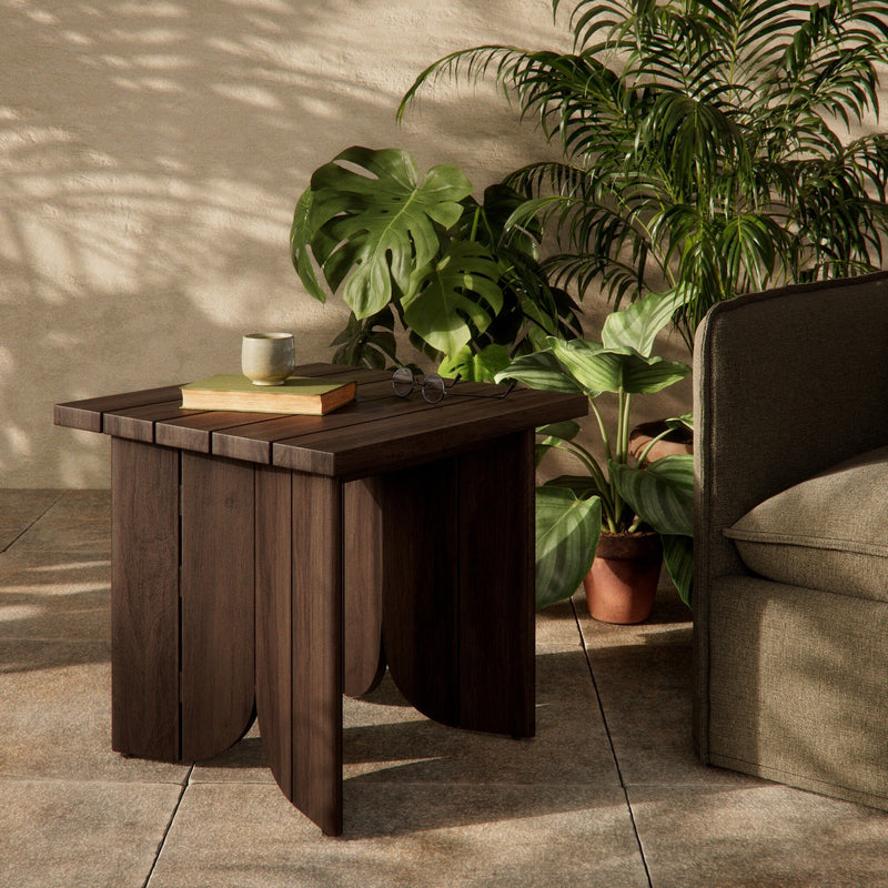 Joette Outdoor End Table - Stained Saddle Brown FSC