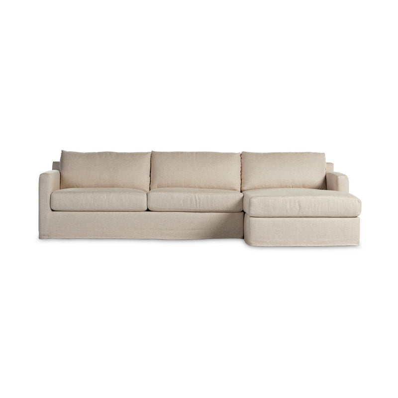 Hampton 2-Piece Slipcover Sectional - Evere Creme