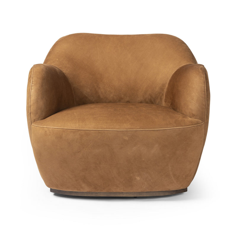 Julius Swivel Chair - Nubuck Cognac