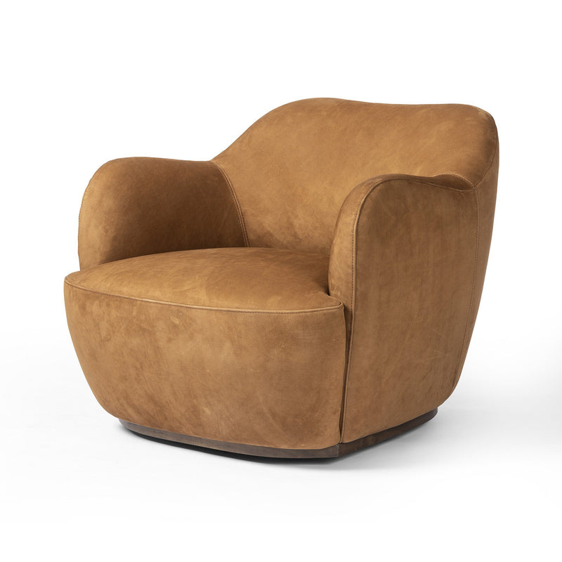 Julius Swivel Chair - Nubuck Cognac