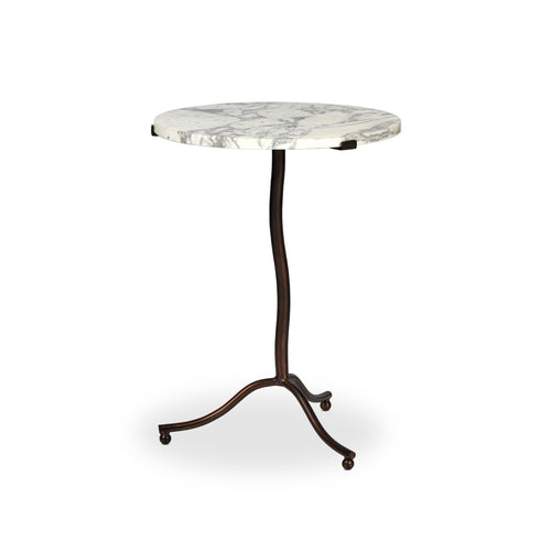 Sophie End Table - Veined White Marble