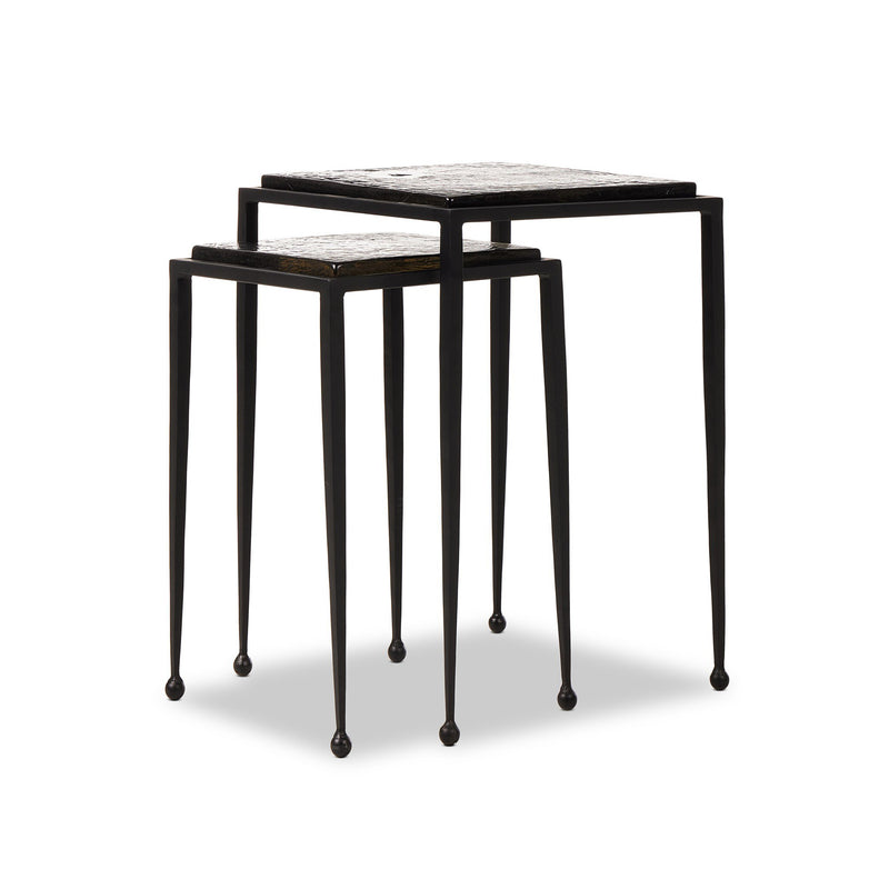 Dalston Nesting End Table Set - Smoked Black Cast Glass