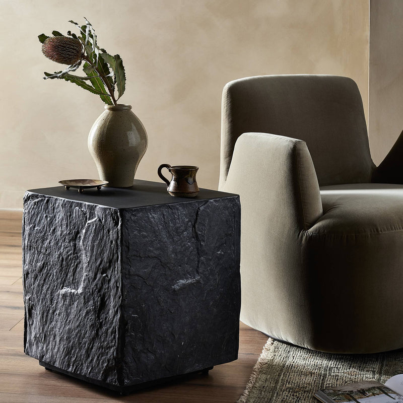 Lucius End Table - Smooth Black Concrete