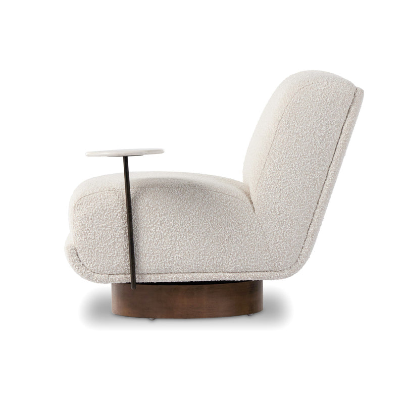 Bronwyn Swivel Chair + Side Table - Knoll Natural