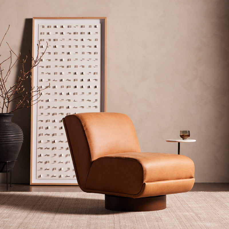 Bronwyn Swivel Chair + Side Table - Palermo Cognac