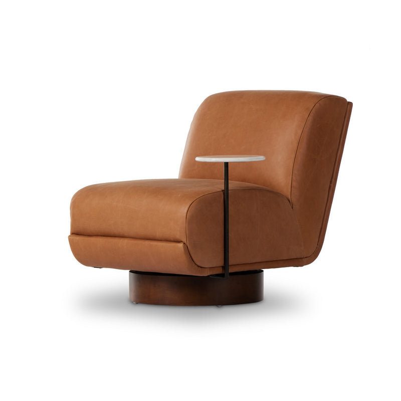 Bronwyn Swivel Chair + Side Table - Palermo Cognac