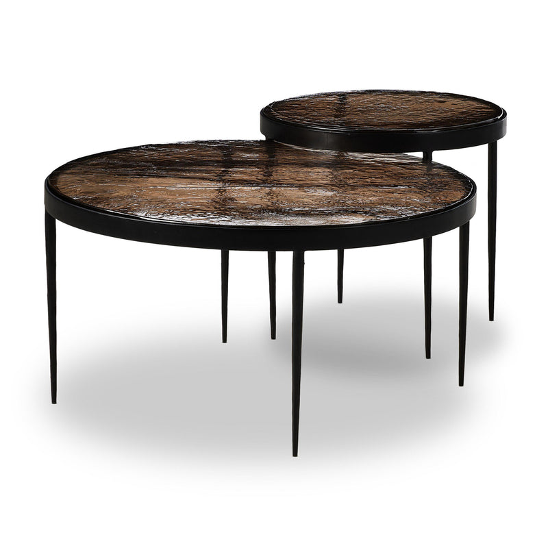 Yoko Nesting Tables - Smoked Brown Cast Glass