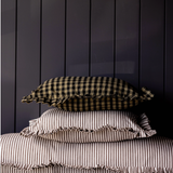 Ruffle Bolster Pillow with Brown & White Stripes