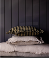 Ruffle Bolster Pillow with Brown & White Stripes