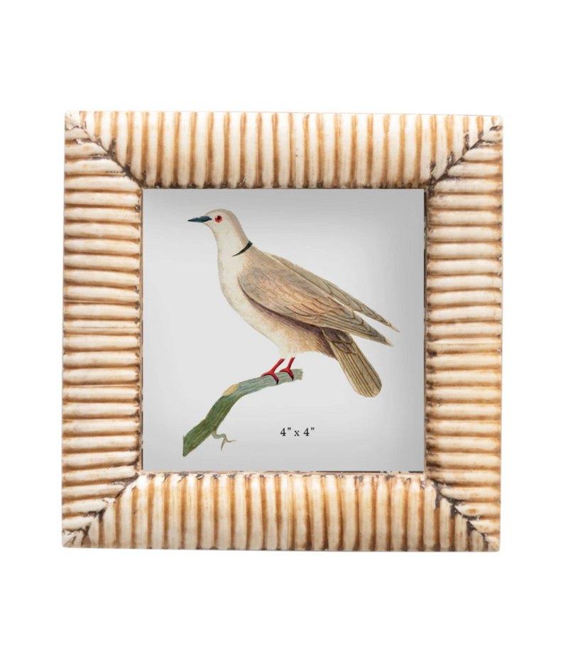 Hand-Carved Photo Frame with Ribbed Pattern